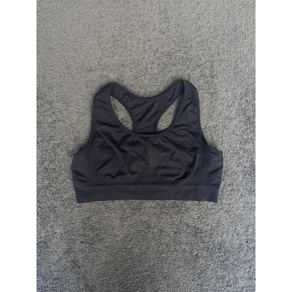 Crane Sports Bra Women's Black Stretch Racerback Round Neck Knitted Pullover